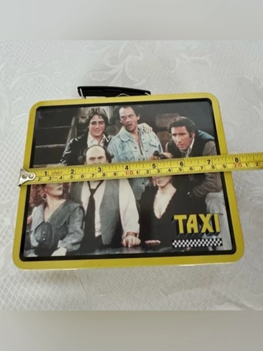 Vintage 1980s Taxi Tv Show Cast Metal  Lunchbox - Retro Yellow Tin